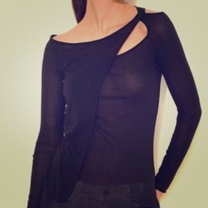 Mason Michelle Mason cut out asymmetric layered jersey knit long-sleeve shirt